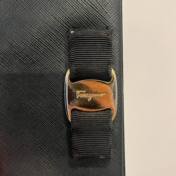Salvatore Ferragamo Black Wallet with Gold Accent